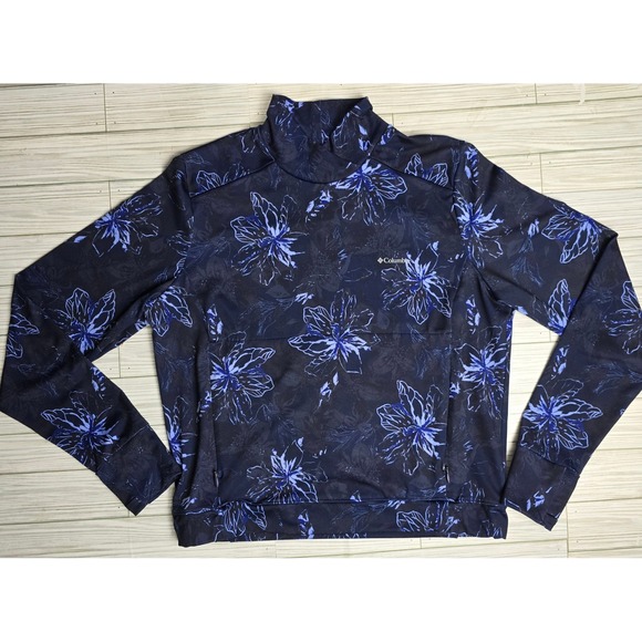 Columbia Floral Print Pullover Top Women's Large Long Sleeve Half Zip - Picture 1 of 8